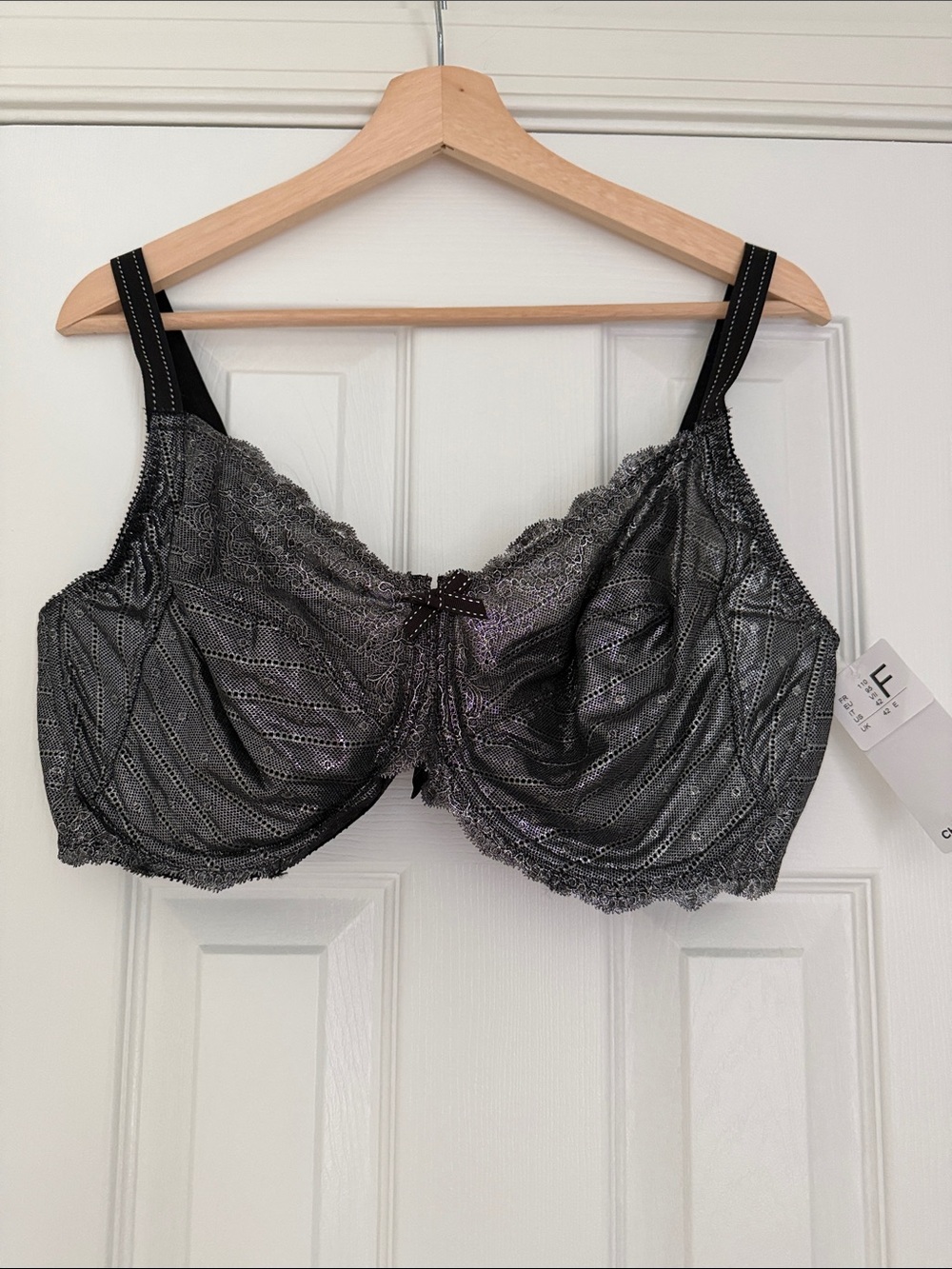 NWT Chantelle Rive Gauche Full Coverage Unlined Bra US 42F (DDD) Black Silver